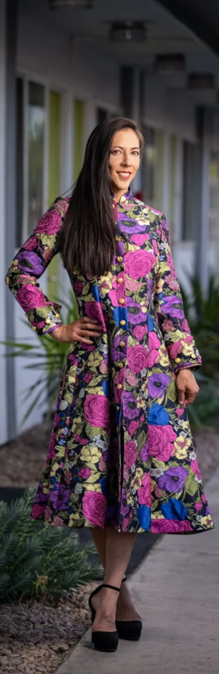 Samuel Dong's Floral Brocade Coat Dress