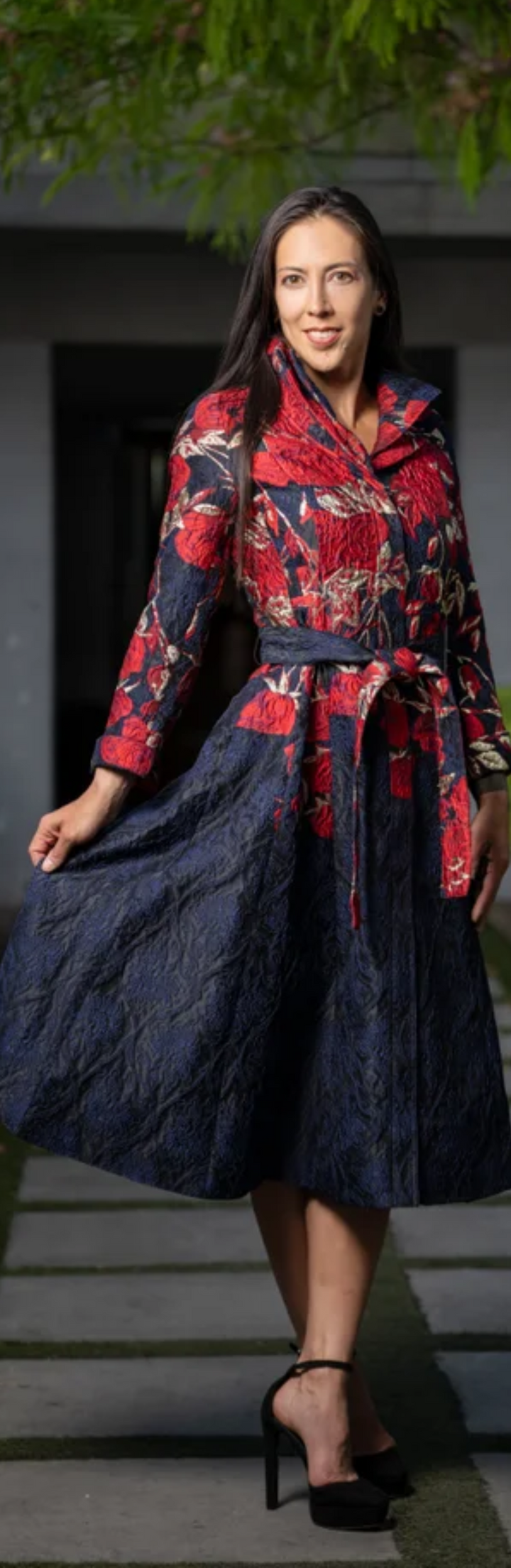 Samuel Dong's Brocade Floral Coat Dress