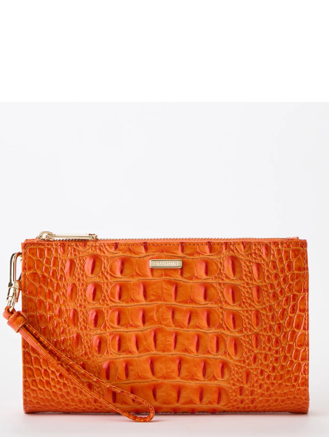 Brahmin Daisy Leather Wristlet Mandarin Orange